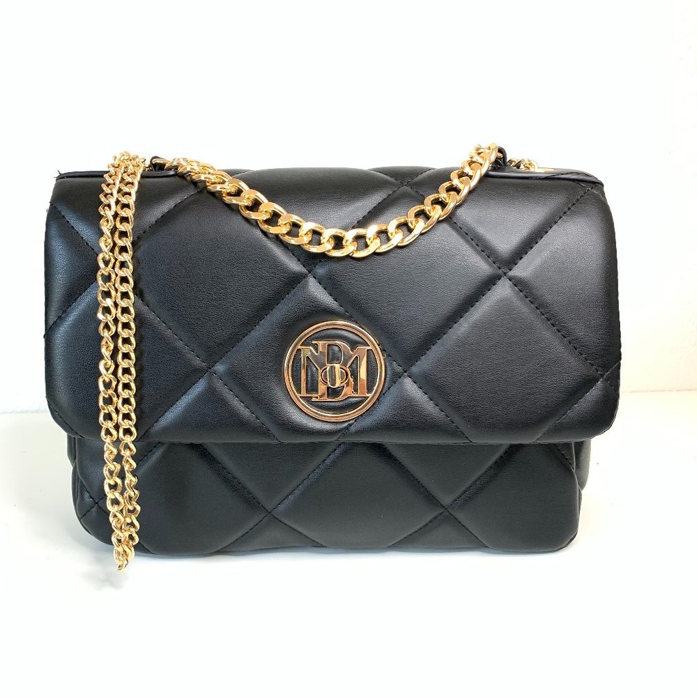 Badgley Mischka Quilted Bag Cross Body Black Med.